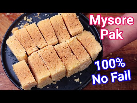 Mysore Pak Recipe with Secret Tips & Tricks Halwai Style | Homemade Ghee Mysore Pak – No Fail Recipe