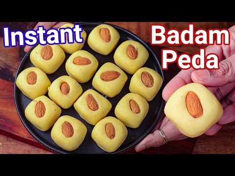 Badam Peda – Instant Almond Peda Just 15 Mins | Instant Almond Milk Powder Malai Peda