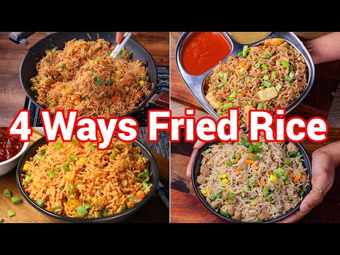 4 Ways Fried Recipe – Perfect Lunch Box Ideas | Fried Rice 4 Ways – Street Style