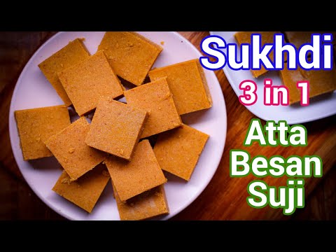 3-in-1 Sukhdi Recipe – Triple Delight Sukhdi | Atta Besan Suji Barfi Secret Tips for Perfect Texture