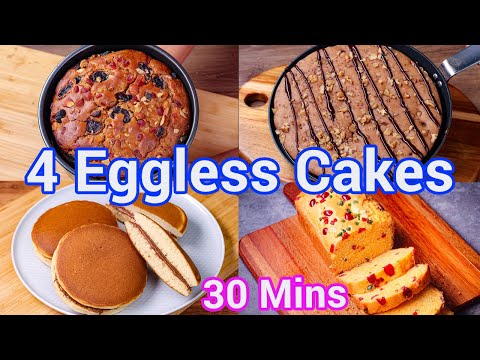 Eggless Cakes 4 Ways | Healthy Homemade Cakes | Bakery Style Recipes for All Occasions