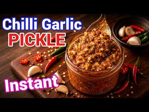 Instant Chilli Garlic Pickle 🌶️🧄 Grandma Style – Spicy Achar Recipe Lahsun Mirch Achar 😍