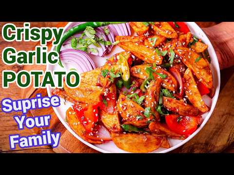 Garlic Potato Recipe 🥔🧄 | लहसुनी आलू Street Style Recipe – Crispy Starter Like Street Food