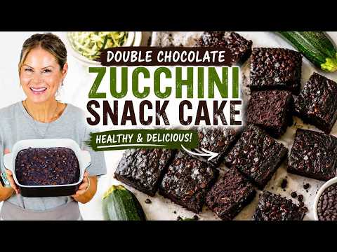 DOUBLE CHOCOLATE ZUCCHINI SNACK CAKE | easy healthy recipe