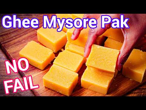 Ghee Mysore Pak Recipe | Bakery Style Melt in Mouth with Secret Tips – No Fail Sweet Recipe